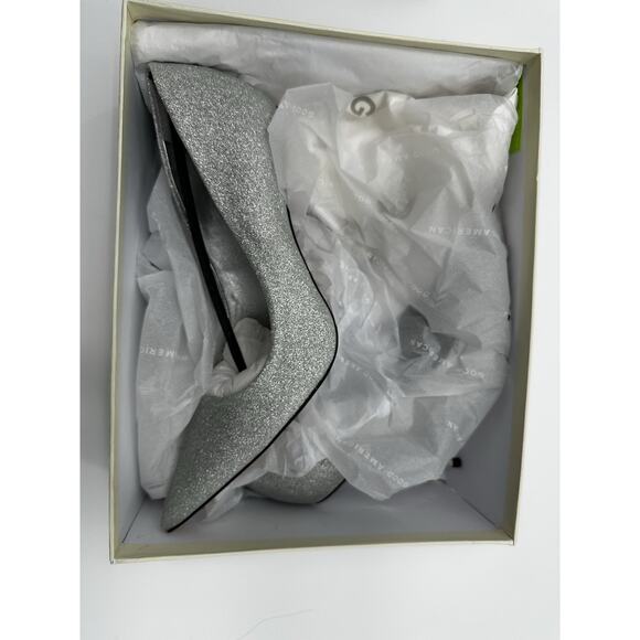 Good American Emma Silver Glitter Pumps Heels Women’s 8.5 Pointed Toe - Picture 15 of 16